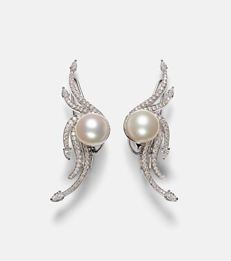 Boucles d'oreilles Pearlescent en or blanc 18 ct, diamants et perles | Yeprem