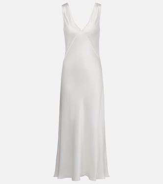 Bordeaux silk satin slip dress  | Asceno