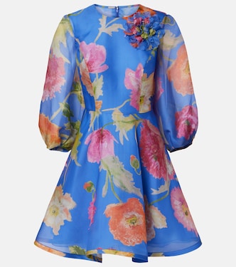 Vestido corto de organza de seda floral | Carolina Herrera