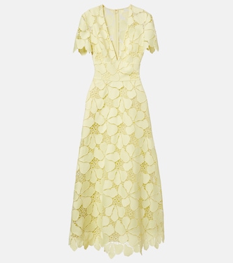 Floral silk-blend guipure midi dress | Elie Saab