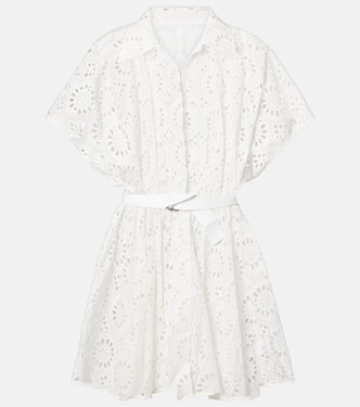 Belted broderie anglaise cotton mini dress | Norma Kamali