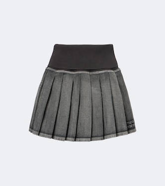 Pleated cotton-blend miniskirt | Miu Miu