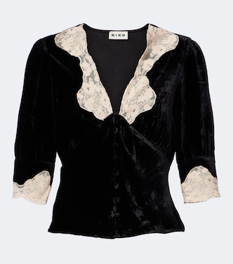 Amanda lace-trimmed velvet top | Rixo