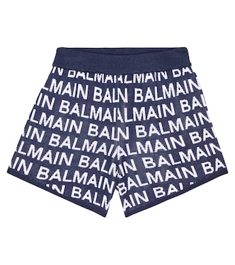 Logo intarsia cotton-blend shorts | Balmain Kids