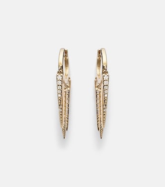 Boucles d'oreilles Fringe Huggie en or 14 ct et diamants | Sydney Evan