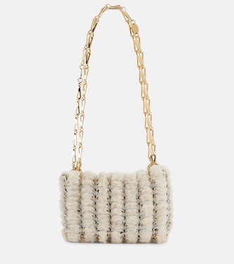 Iconic 1969 shearling-trimmed leather shoulder bag | Rabanne