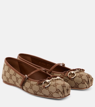 Gucci Horsebit GG Canvas ballet flats | Gucci