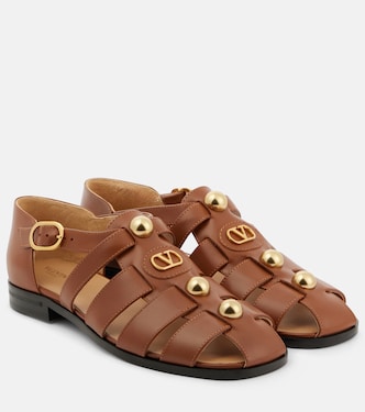 VLogo Signature leather fisherman sandals | Valentino Garavani