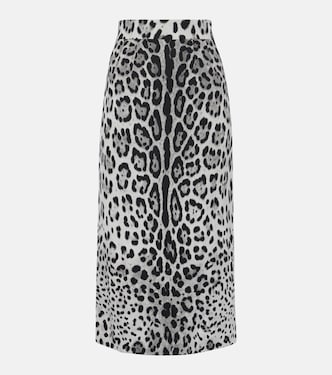 Leopard-print silk-blend pencil skirt | Dolce&Gabbana