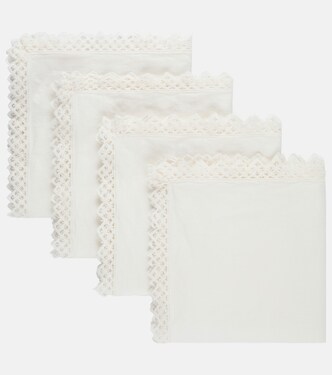 Set di 4 tovaglioli in lino con pizzo macramé | Once Milano