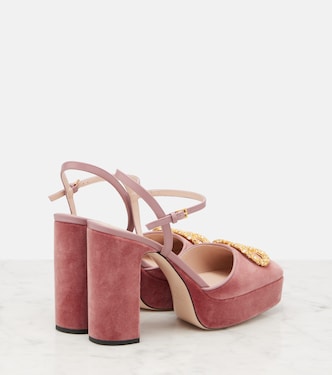VLogo 115 velvet platform pumps in pink - Valentino Garavani