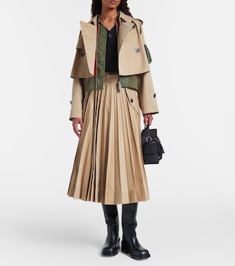 Cotton-blend gabardine midi skirt in beige - Sacai | Mytheresa