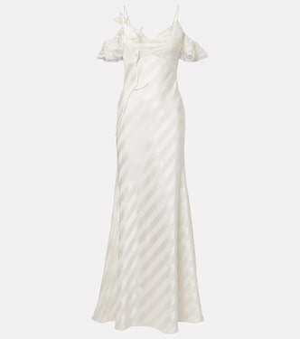 Lace-trimmed satin gown | Self-Portrait
