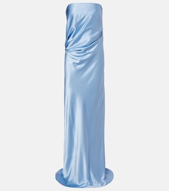 Draped silk charmeuse bustier gown | The Sei
