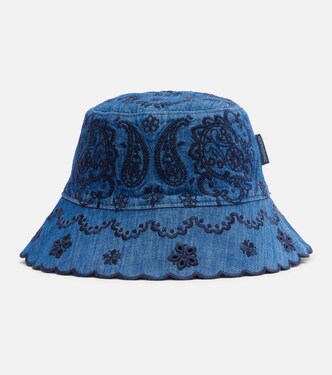 Embroidered denim bucket hat | Zimmermann