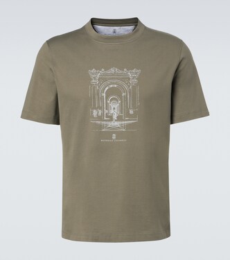 Printed cotton jersey T-shirt | Brunello Cucinelli