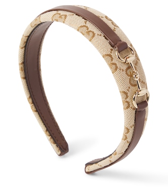 Horsebit leather-trimmed GG canvas headband | Gucci Kids