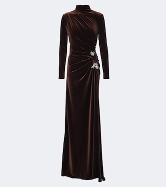 Draped embellished velvet gown | Monique Lhuillier