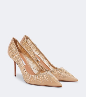Soft Sky embellished tulle and satin pumps | Aquazzura