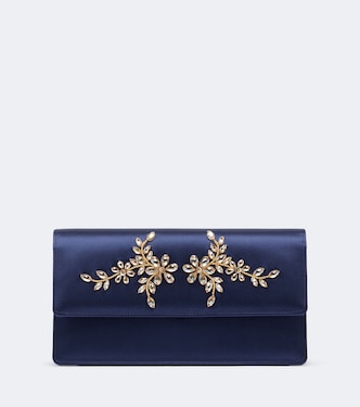 Verzierte Clutch Capripla aus Satin | Manolo Blahnik