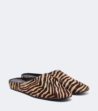 Narcisa zebra-print calf hair mules | Veronica Beard