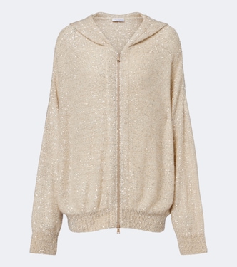 Kapuzenjacke aus Strick mit Pailletten | Brunello Cucinelli