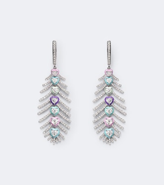 Candy Crush Feather 18kt white gold drop earrings with diamonds | Kamyen