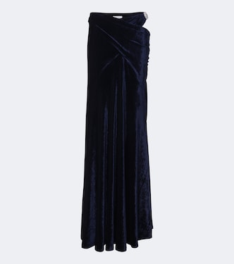 Draped embellished velvet maxi skirt | Rabanne