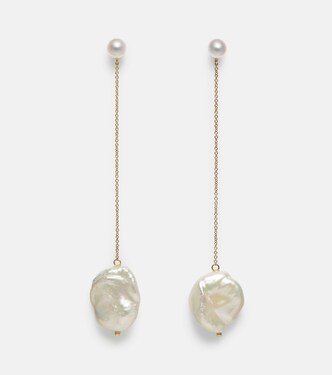 14kt gold drop earrings with pearls | Mateo
