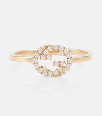 Interlocking G 18kt gold ring with diamonds | Gucci