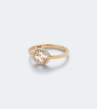 Bague Interlocking G en or 18 ct et diamants | Gucci