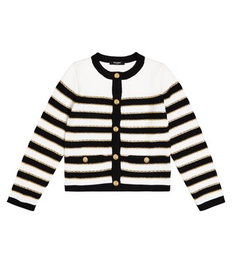 Cardigan rayé en laine mélangée | Balmain Kids