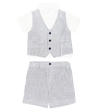 Baby striped linen and cotton shirt and shorts set | Patachou