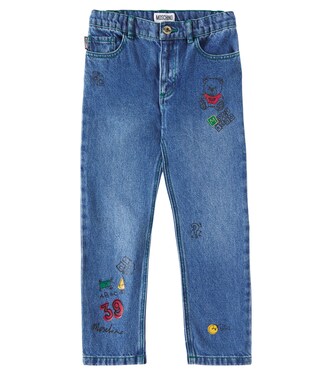 Teddy Bear printed straight jeans | Moschino Kids