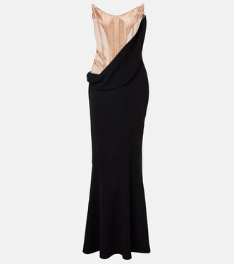 Draped mesh, satin, and velvet corset gown | Mugler