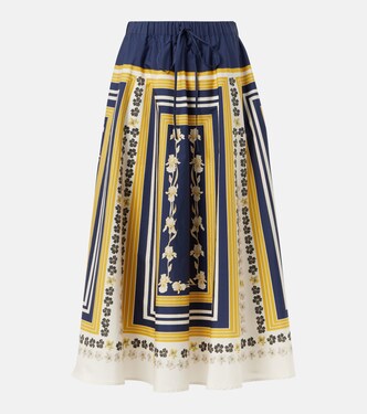 Printed cotton poplin midi skirt | La DoubleJ