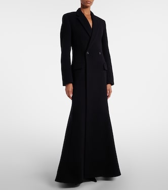 Double-breasted wool coat in black - Balenciaga | Mytheresa