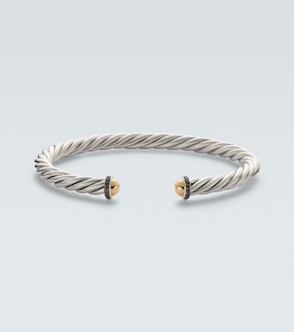 Cable sterling silver and 14kt gold cuff bracelet with diamonds | David Yurman