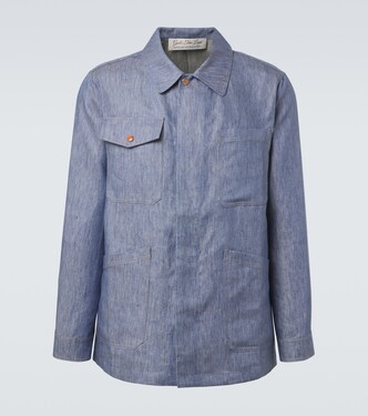 Linen denim jacket with carnelian | God's True Cashmere