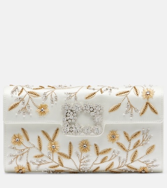 Efflorescence embellished satin clutch | Roger Vivier