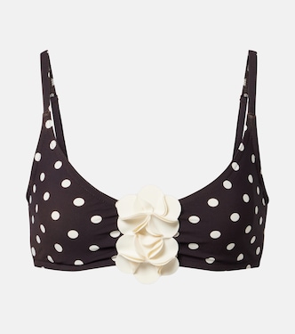 Floral-appliqué polka-dot bikini top | Karla Colletto
