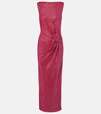 Floral-appliqué embellished gathered maxi dress | Roland Mouret