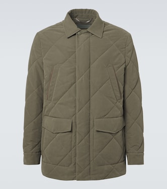 Leather-trimmed quilted puffer jacket | Canali