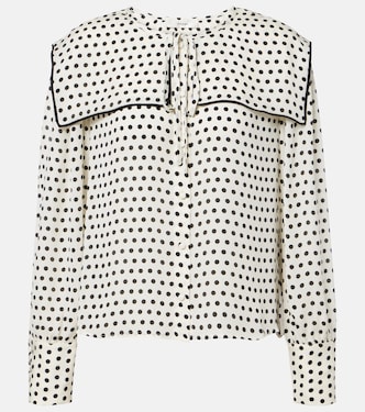 Bluse Fleece aus Seide mit Polka-Dots | Frame