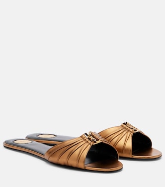 حذاء سلايدز من الجلد المعدني Babylone | Saint Laurent
