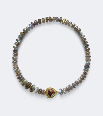 18kt gold beaded necklace with gemstones | Ileana Makri