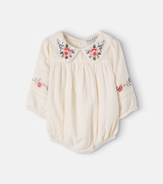 Baby floral embroidered cotton romper | Emile et Ida