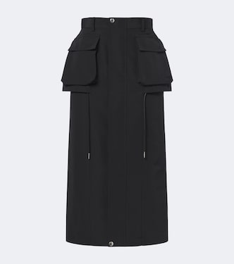 Cotton-blend zip-up midi skirt | Sacai