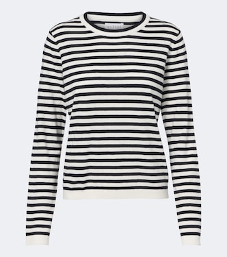 Roxy striped cotton and cashmere T-shirt | Velvet