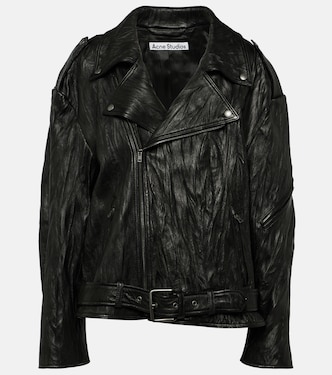 Linor oversized belted leather jacket | Acne Studios